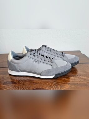 BOSS Men's Grey Low-Top Sneakers w/Suede Accents Size 9 (42) NWOB